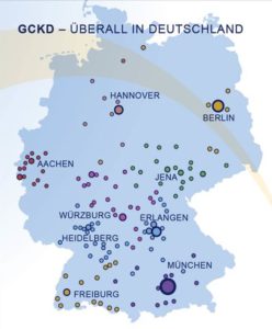 Übersicht der Regionalzentren und kooperierende Praxen.